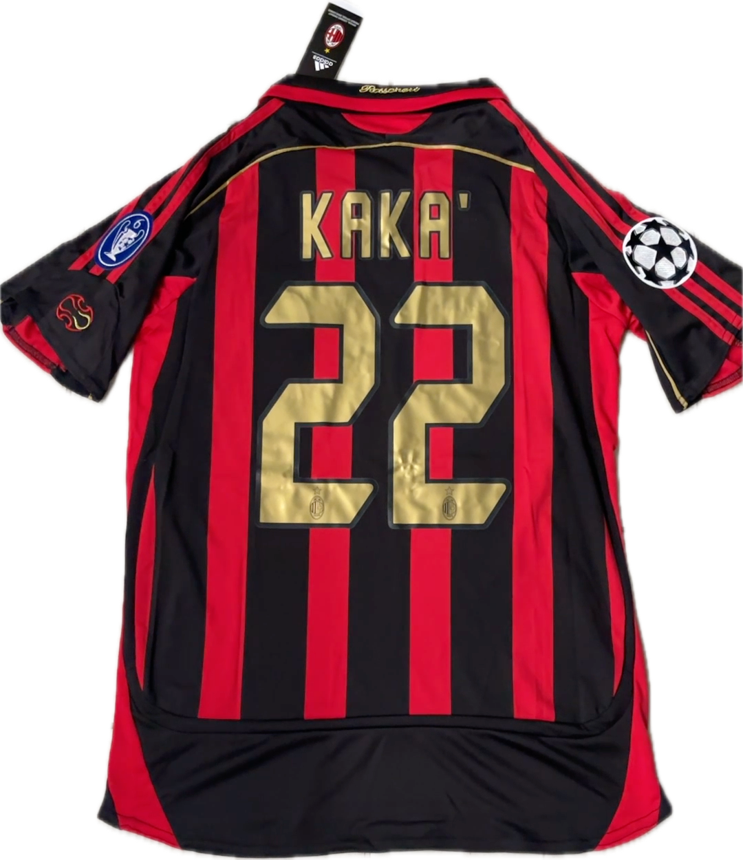 Kaka #22 Jersey AC Milan 2006-07 Retro Football Soccer Jersey Football Champions League Red Black UCL MENS