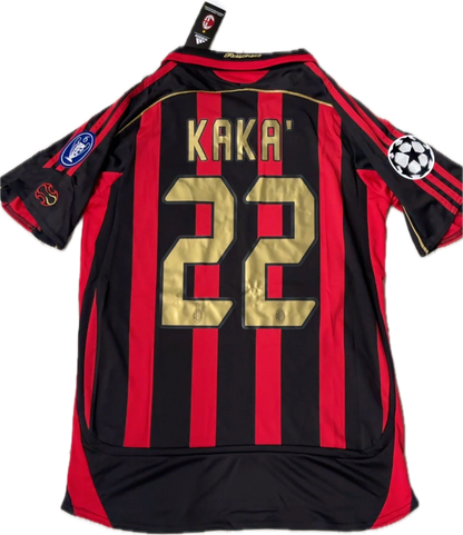 Kaka #22 Jersey AC Milan 2006-07 Retro Football Soccer Jersey Football Champions League Red Black UCL MENS