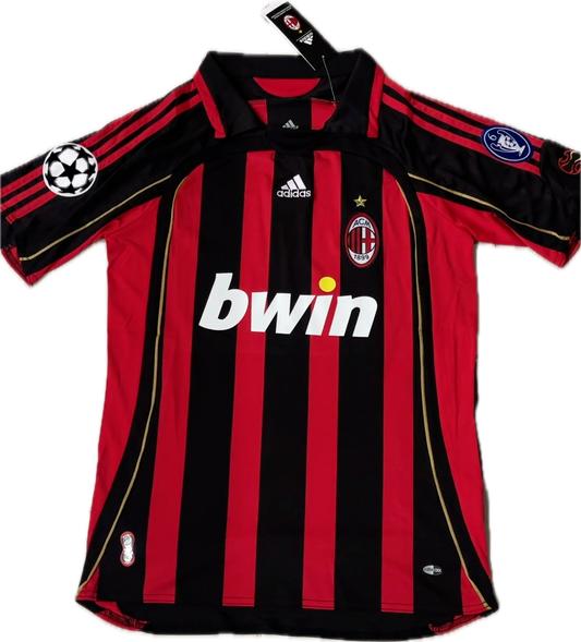 Kaka #22 Jersey AC Milan 2006-07 Retro Football Soccer Jersey Football Champions League Red Black UCL MENS