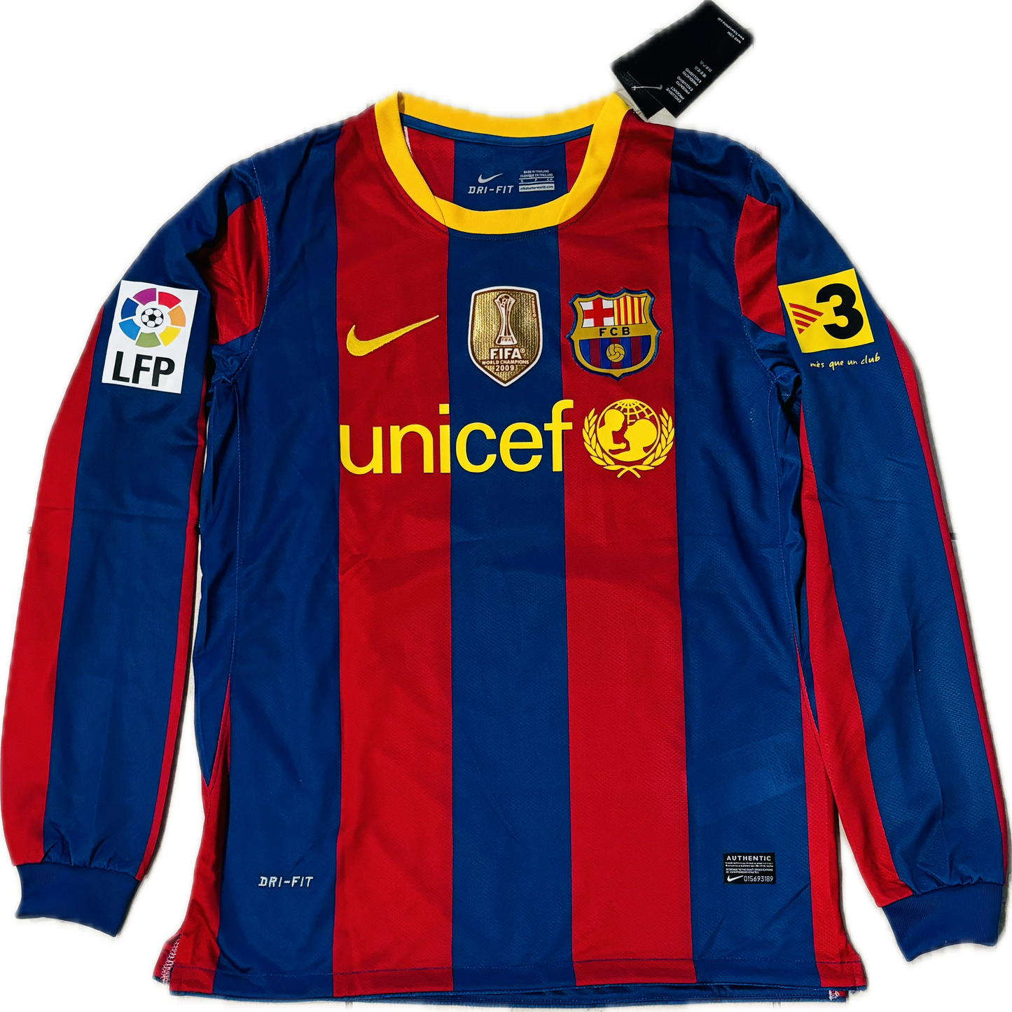 FC Barcelona Nike 2009-2010 Messi #10 Long Sleeve Home Jersey with FIFA Champions Patch