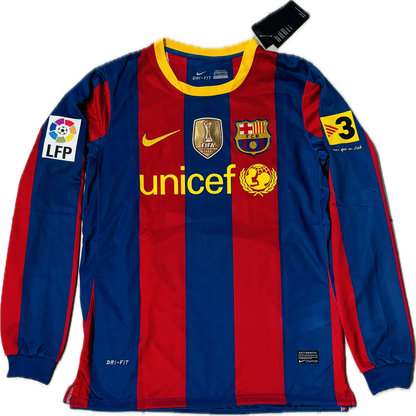 FC Barcelona Nike 2009-2010 Messi #10 Long Sleeve Home Jersey with FIFA Champions Patch