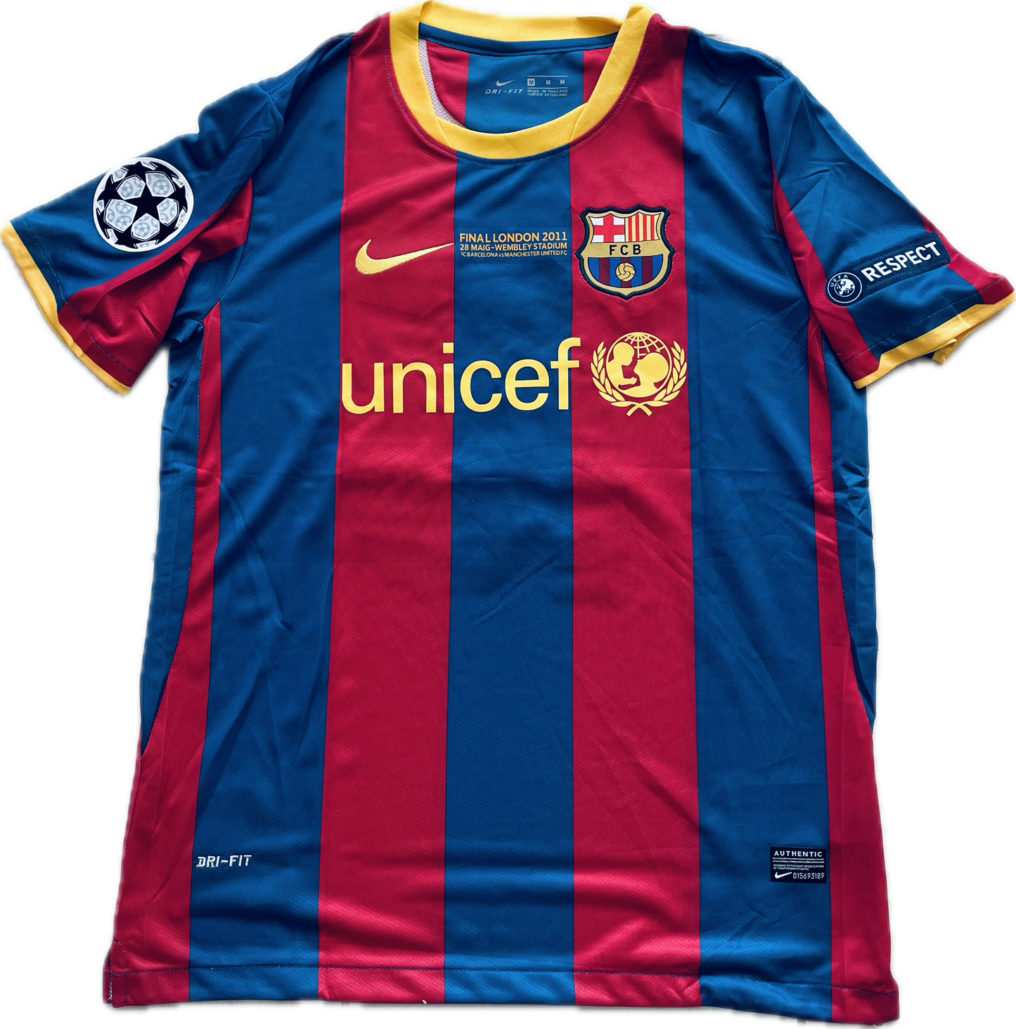 Messi #10 FC Barcelona 2011 Final London Champions League Football Soccer Jersey