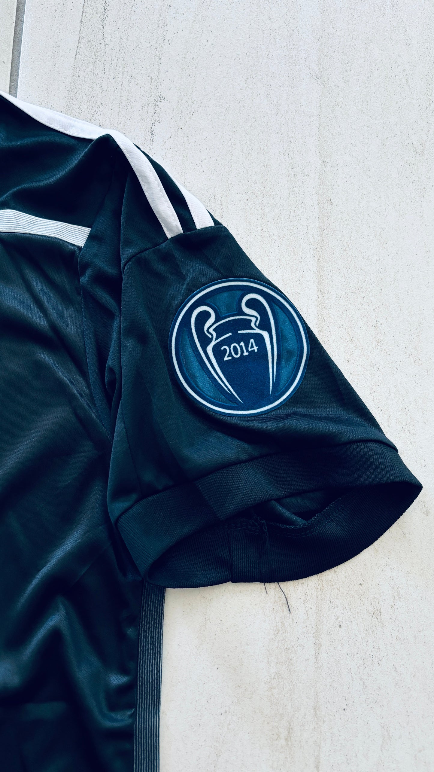 Cristiano Ronaldo 7 Real Madrid Adidas Retro 2014-15 Yamamoto Dragon Black Third Soccer Jersey Champions League Edition Mens