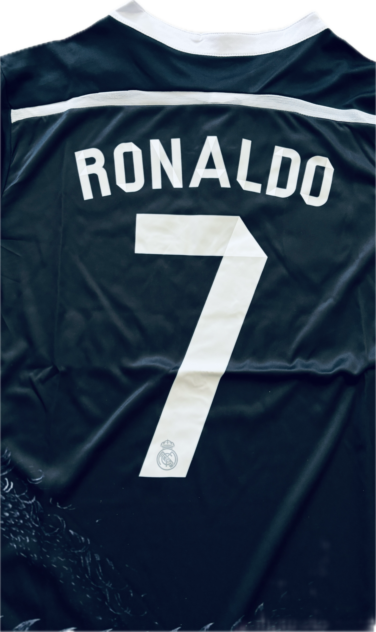 Cristiano Ronaldo 7 Real Madrid Adidas Retro 2014-15 Yamamoto Dragon Black Third Soccer Jersey Champions League Edition Mens