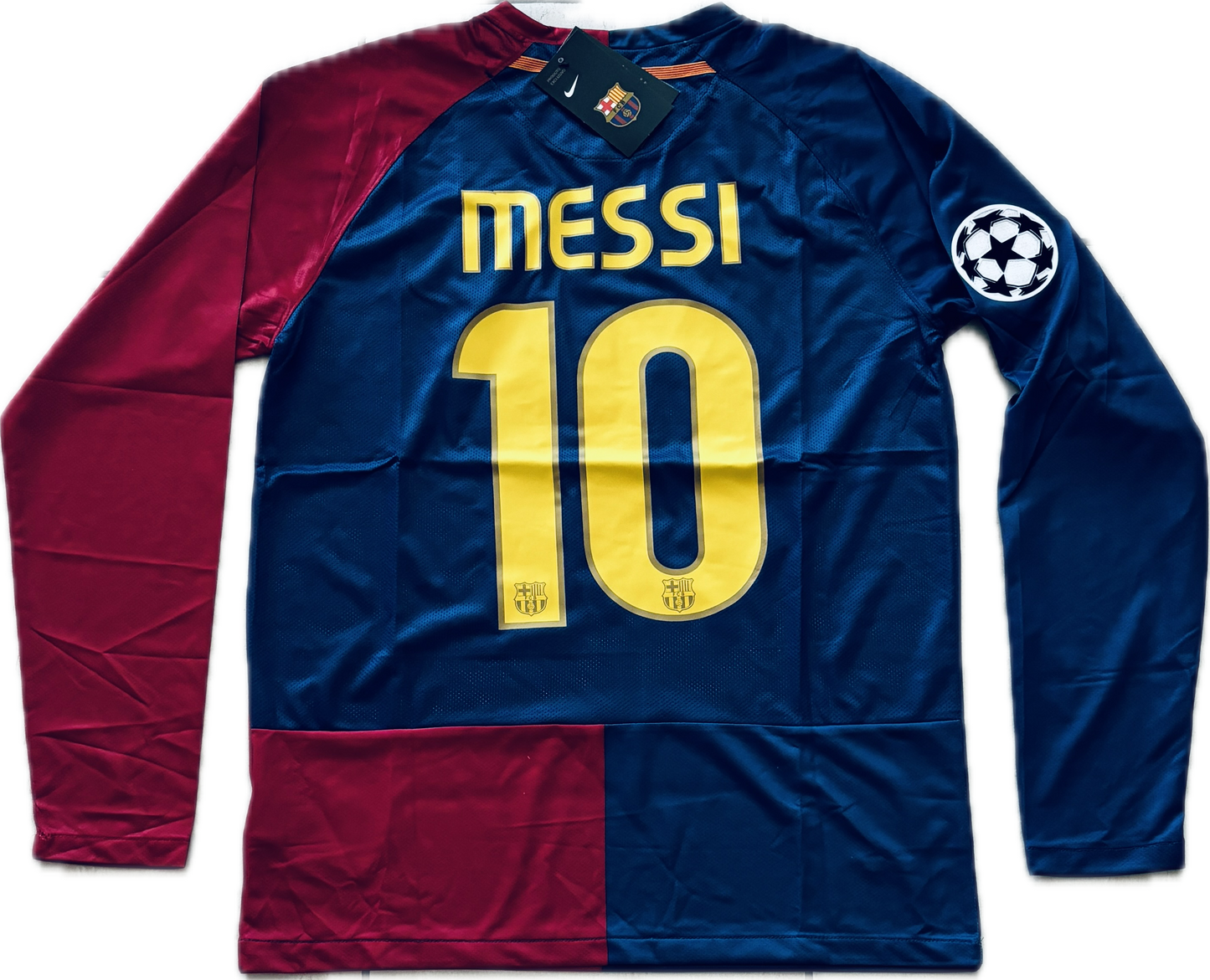 Messi 10 FC Barcelona 2009 Nike Final Roma Champions League Long Sleeve Football Soccer Jersey MENS