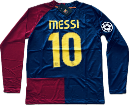 Messi 10 FC Barcelona 2009 Nike Final Roma Champions League Long Sleeve Football Soccer Jersey MENS