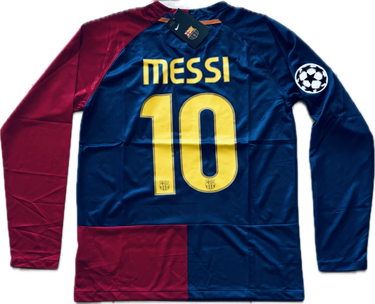 Messi 10 FC Barcelona 2009 Nike Final Roma Champions League Long Sleeve Football Soccer Jersey MENS