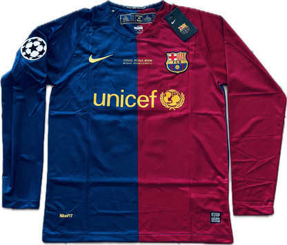 Messi 10 FC Barcelona 2009 Nike Final Roma Champions League Long Sleeve Football Soccer Jersey MENS