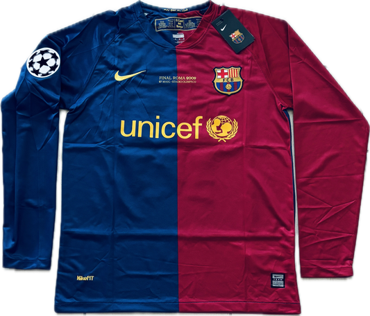 Messi #10 FC Barcelona 2009 Nike Final Roma Champions League Long Sleeve Football Soccer Jersey MENS
