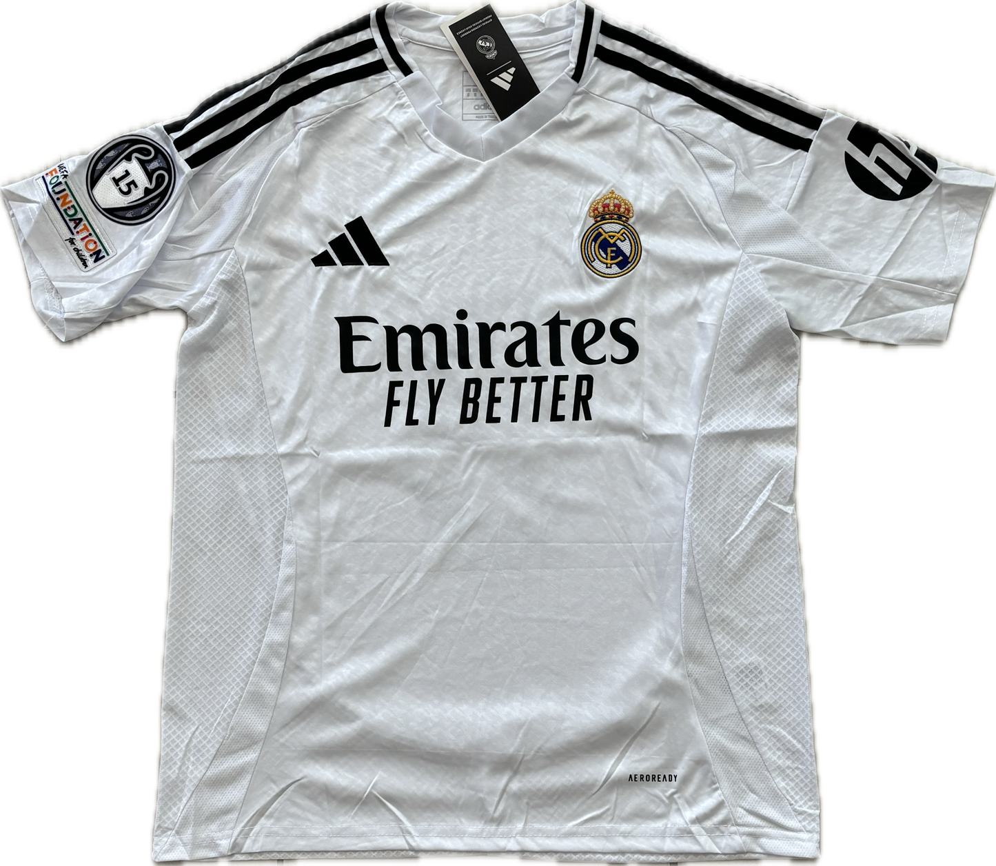 Kylian Mbappe #9 Real Madrid 2023/24 Home Jersey 15 champions league White UCL MENS champions league Soccer jersey
