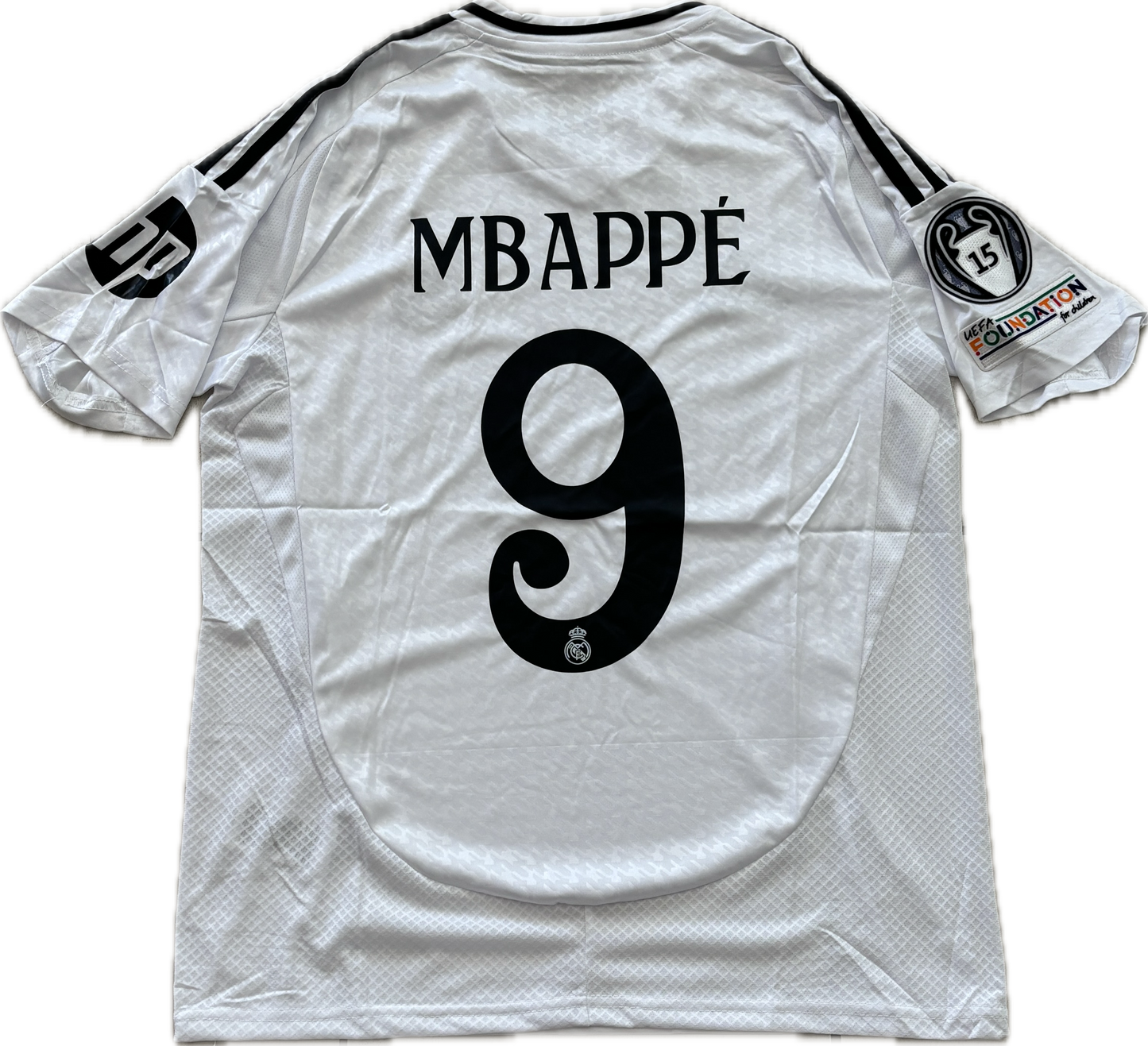 Kylian Mbappe #9 Real Madrid 2023/24 Home Jersey 15 champions league White UCL MENS champions league Soccer jersey