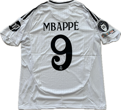 Kylian Mbappe #9 Real Madrid 2023/24 Home Jersey 15 champions league White UCL MENS champions league Soccer jersey