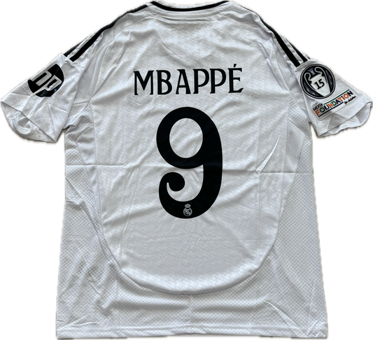 Kylian Mbappe #9 Real Madrid 2023/24 Home Jersey 15 champions league White UCL MENS champions league Soccer jersey