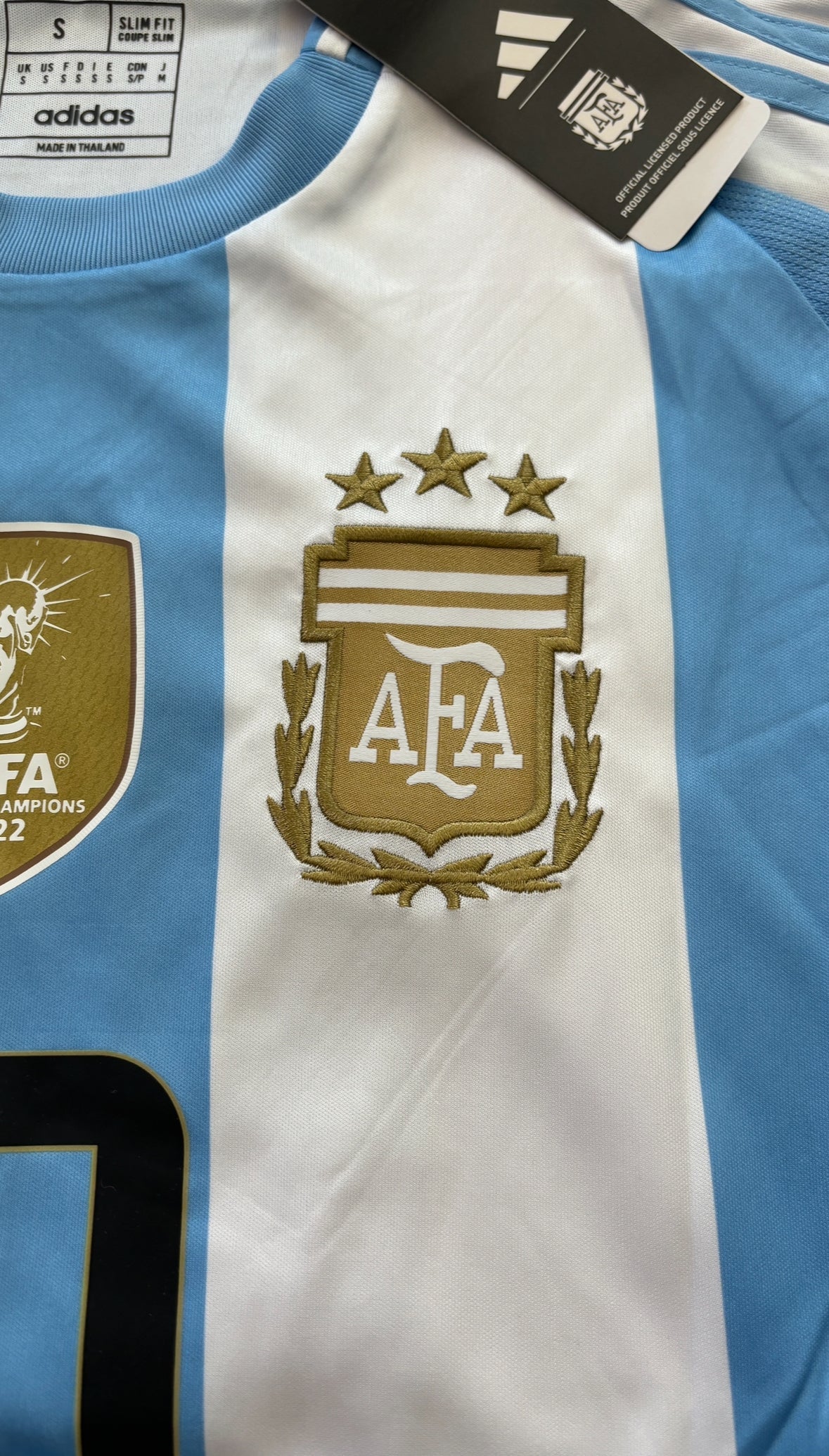 Argentina Messi 10 Adidas FIFA 3 Star World Cup Star 2024 Copa Gold Jersey MENS