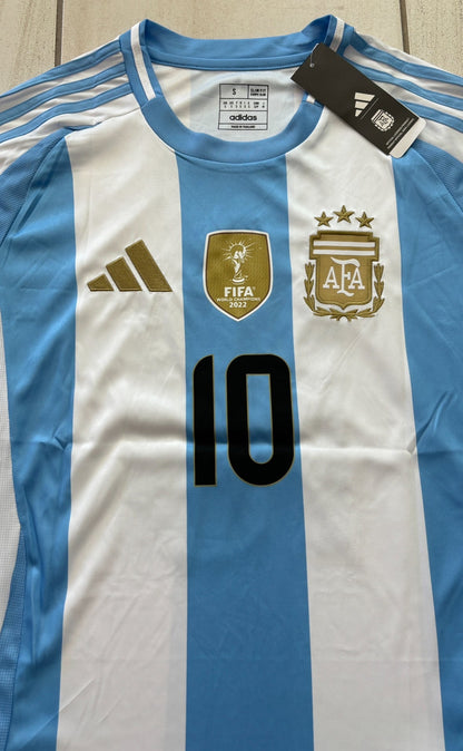 Argentina Messi 10 Adidas FIFA 3 Star World Cup Star 2024 Copa Gold Jersey MENS