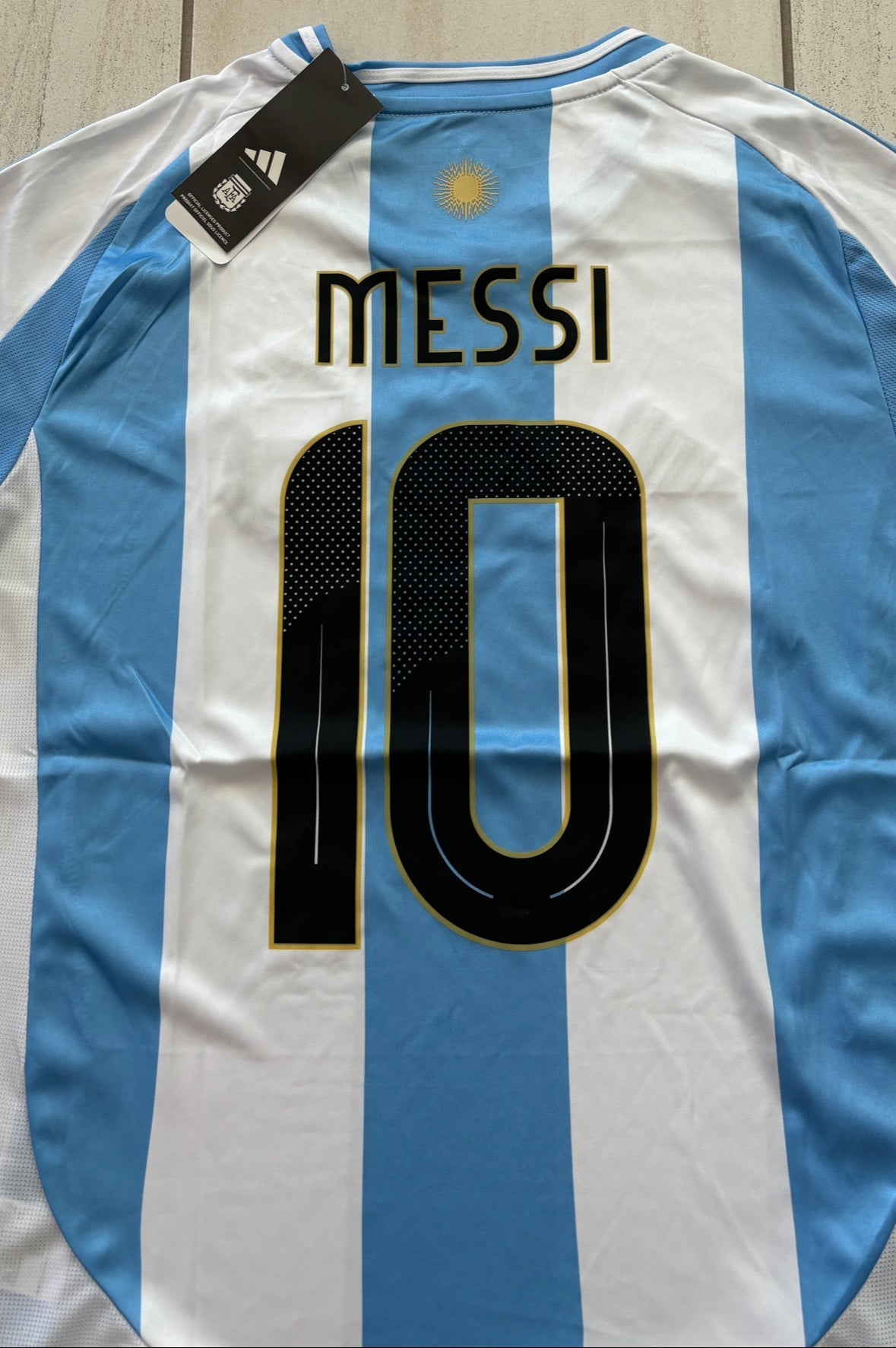 Argentina Messi 10 Adidas FIFA 3 Star World Cup Star 2024 Copa Gold Jersey MENS