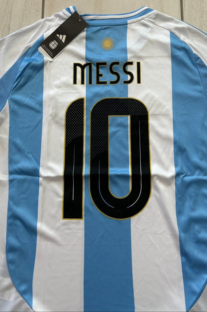 Argentina Messi 10 Adidas FIFA 3 Star World Cup Star 2024 Copa Gold Jersey MENS