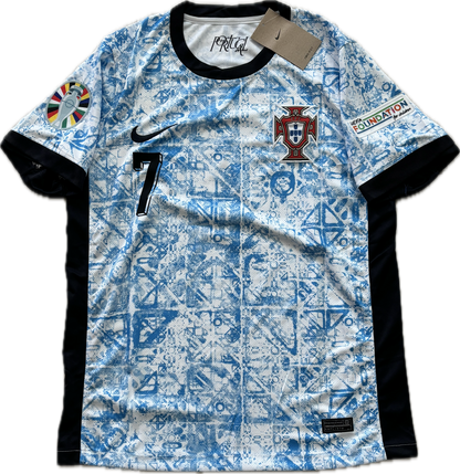 Cristiano Ronaldo #7 Euro Portugal Short Sleeve MENS White Graffiti Jersey UEFA Champions League