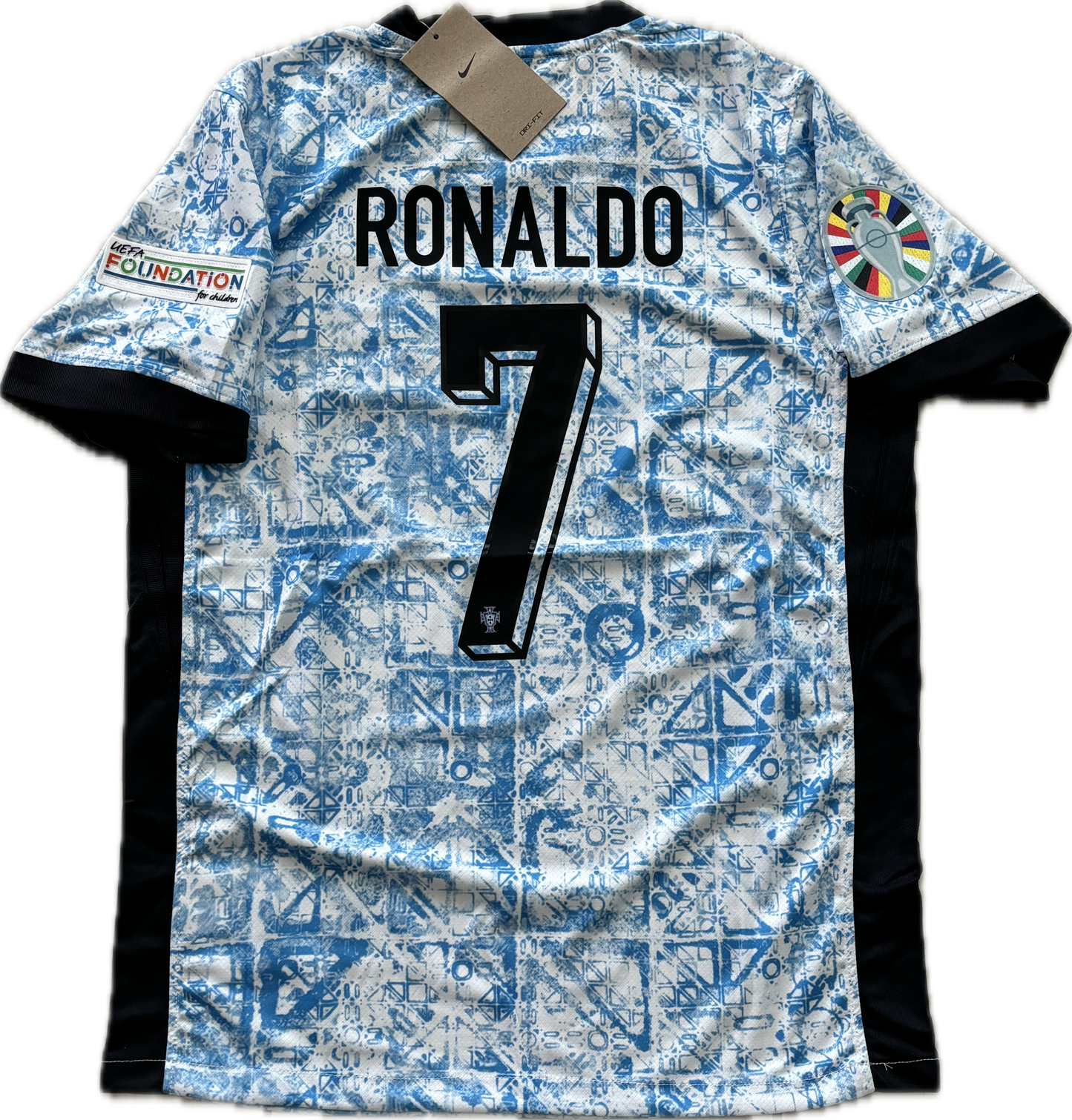 Cristiano Ronaldo #7 Euro Portugal Short Sleeve MENS White Graffiti Jersey UEFA Champions League