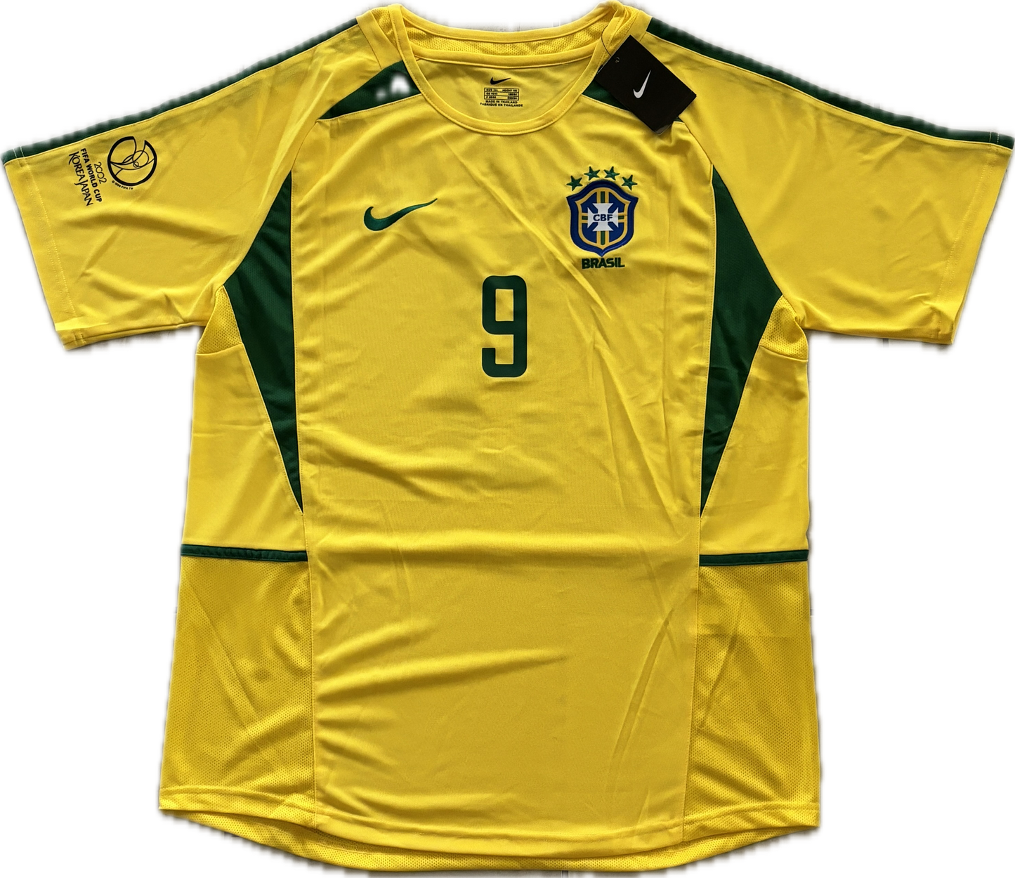 Ronaldo #9 Brazil Football Team Yellow 2002 World Cup Soccer Jersey