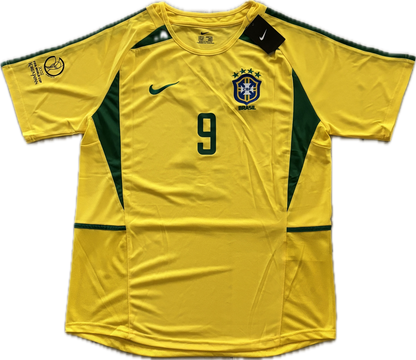 Ronaldo #9 Brazil Football Team Yellow 2002 World Cup Soccer Jersey