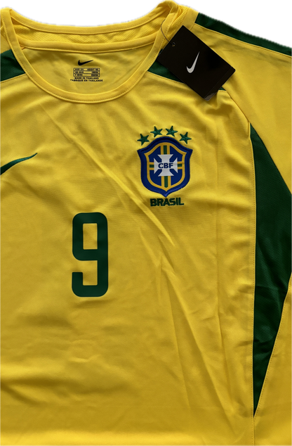 Ronaldo #9 Brazil Football Team Yellow 2002 World Cup Soccer Jersey