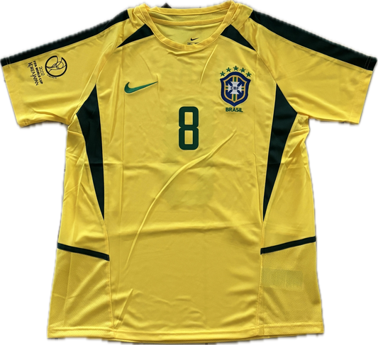 Kaka #8 Brazil National Football Team Yellow 2002 World Cup Soccer Jersey
