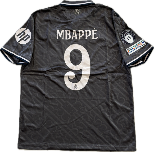 Kylian Mbappe #9 Real Madrid 2023/24 Home Jersey 15 champions league Black third UCL MENS champions league Soccer jersey