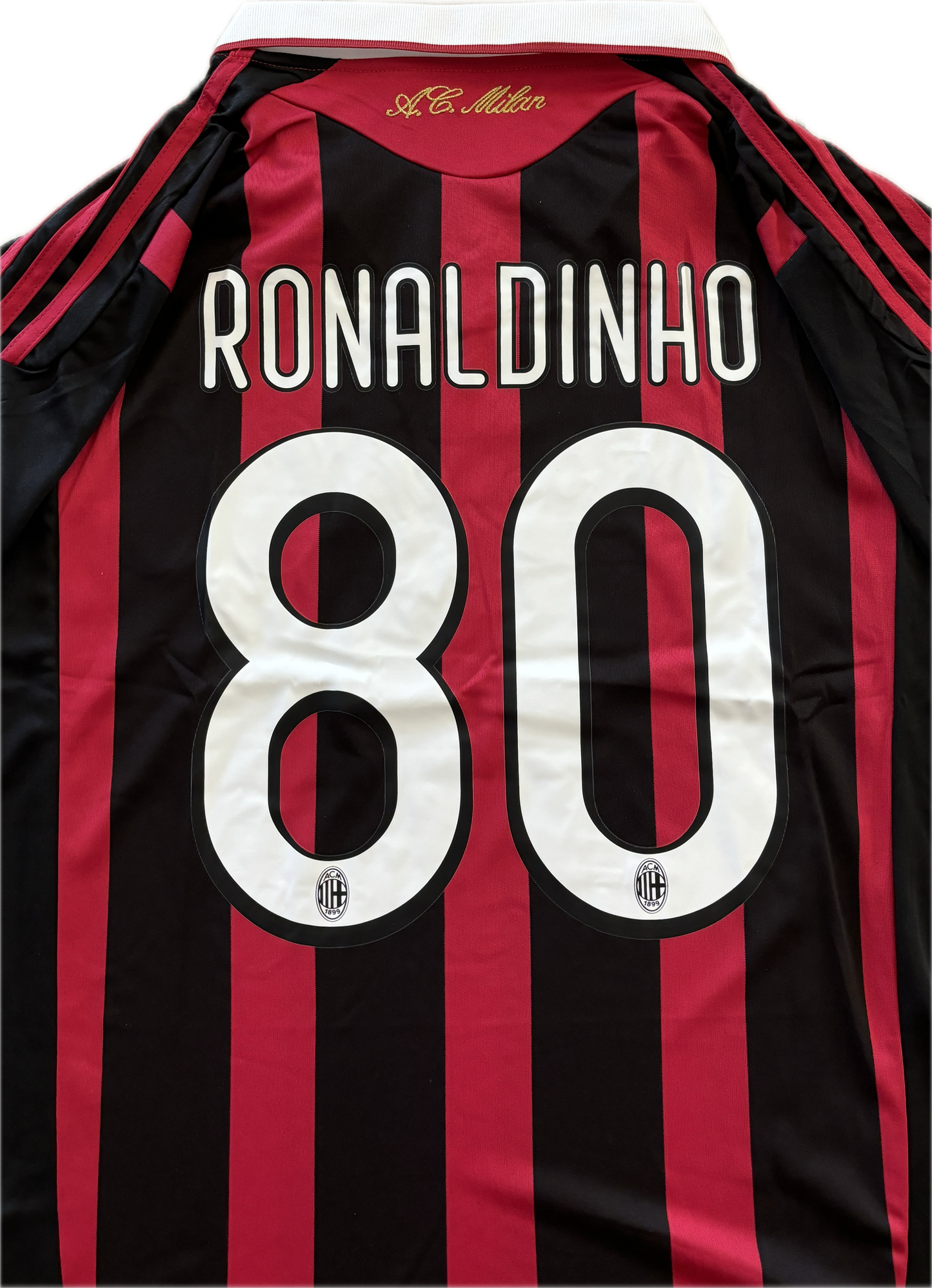 Ronaldinho #80 Jersey AC Milan 2008/2009 Retro Football Soccer Jersey Football Champions League Red Black UCL MENS