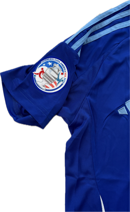 Argentina Messi 10 Adidas FIFA World Cup Star Jersey Copa America Blue Gold Chest and sleeve patches