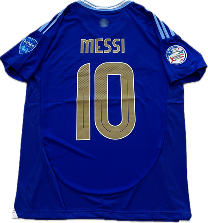 Argentina Messi 10 Adidas FIFA World Cup Star Jersey Copa America Blue Gold Chest and sleeve patches