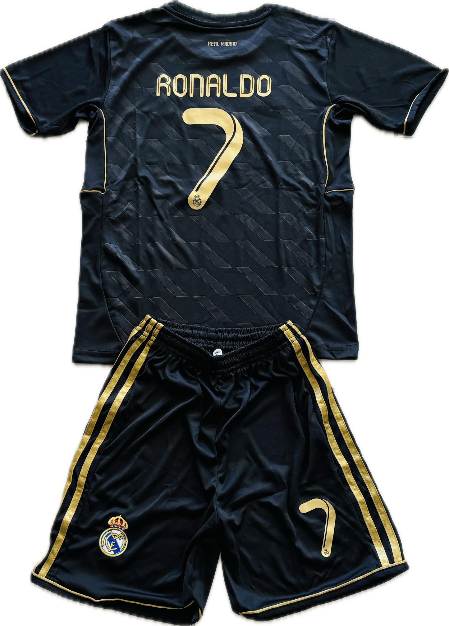 Cristiano Ronaldo 2011-12 Real Madrid Adidas Away Black Gold UCL champions league jersey Youth Kids
