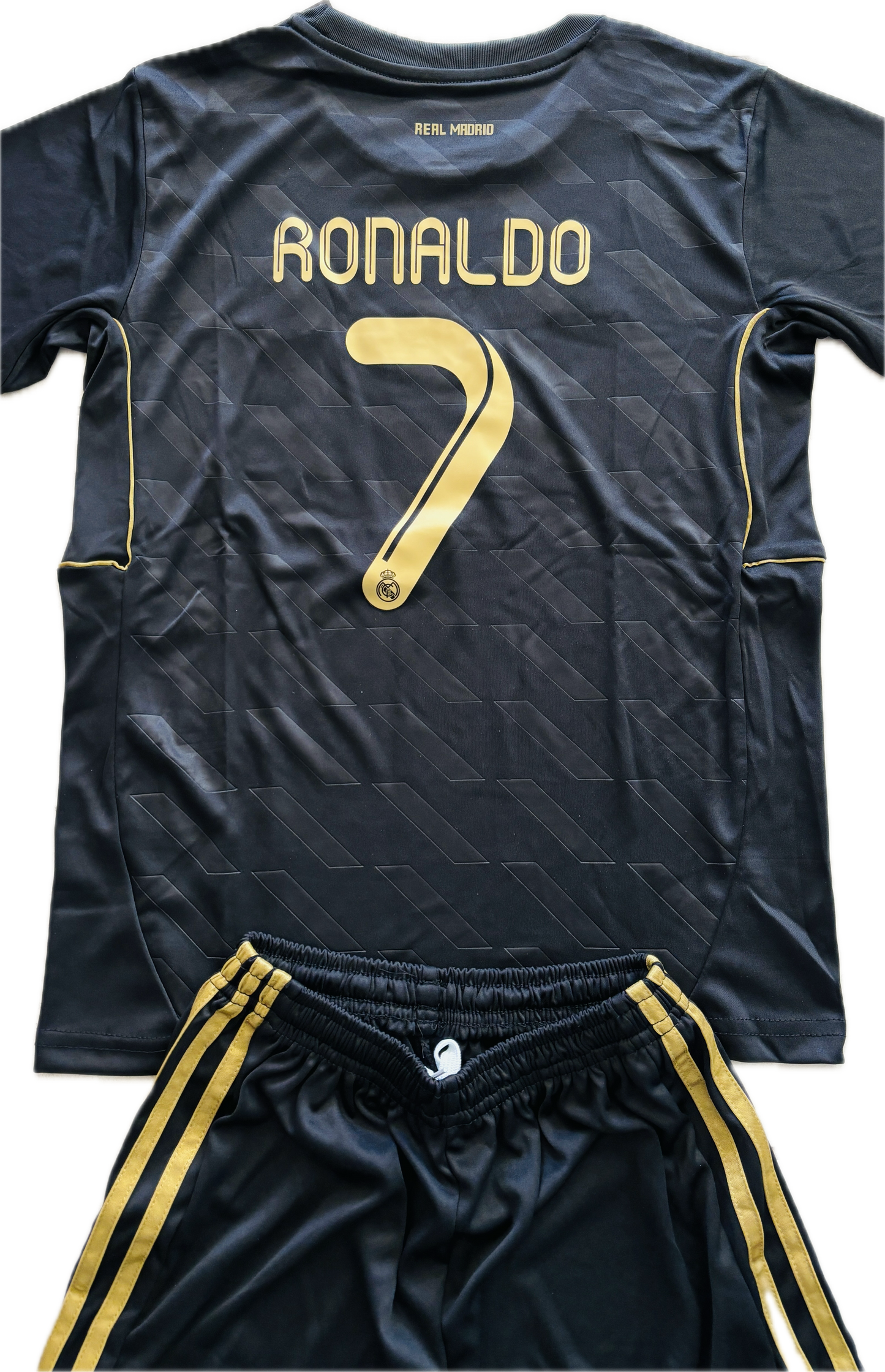 Cristiano Ronaldo 2011-12 Real Madrid Adidas Away Black Gold UCL champions league jersey Youth Kids