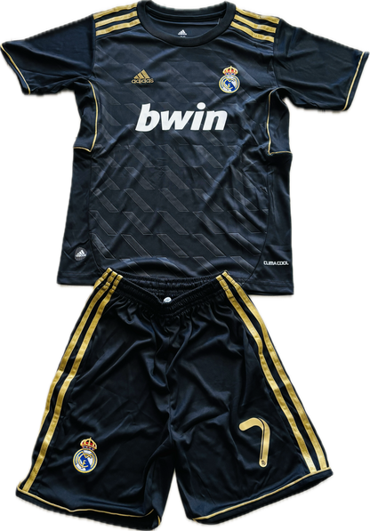 Cristiano Ronaldo 2011-12 Real Madrid Adidas Away Black Gold UCL champions league jersey Youth Kids