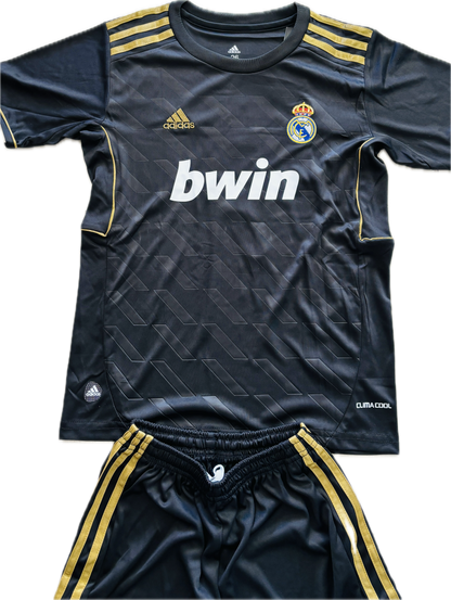 Cristiano Ronaldo 2011-12 Real Madrid Adidas Away Black Gold UCL champions league jersey Youth Kids