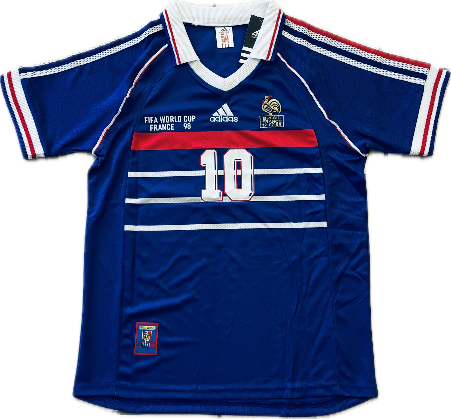 France World Cup 1998 Zinedine Zidane #10  MENS Jersey Shirt Away Kit Vinatge Retro Brazil FFF