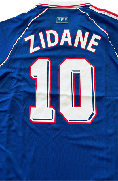 France World Cup 1998 Zinedine Zidane #10  MENS Jersey Shirt Away Kit Vinatge Retro Brazil FFF