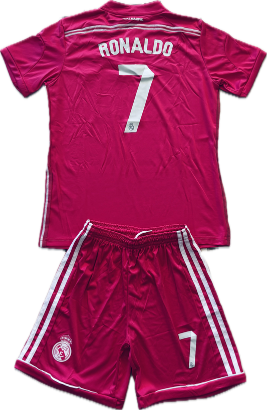 Ronaldo Jersey #7 Madrid 2014-2015 Adidas Real Madrid Soccer Jersey Champions Pink Youth Kids