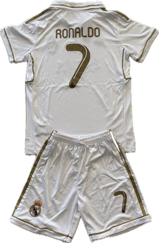 Cristiano Ronaldo Real Madrid Adidas GOLD White UCL champions league jersey Youth Kids