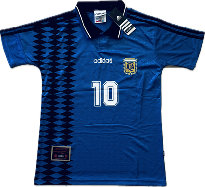 Vintage Maradona #10 Argentina 1994 Away Jersey World Cup Blue