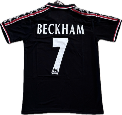 Vintage David Beckham #7 Manchester United 1998/99  Black Short Sleeve Retro Jersey
