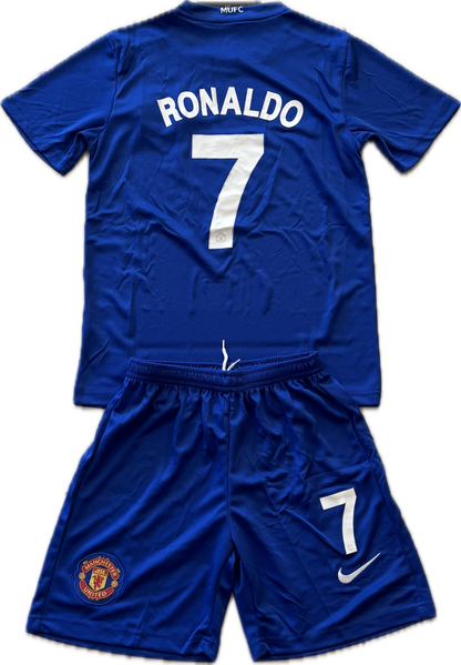 Manchester United 2007/2008 Cristiano Ronaldo Blue Nike Soccer Jersey Blue Champions League YOUTH KIDS