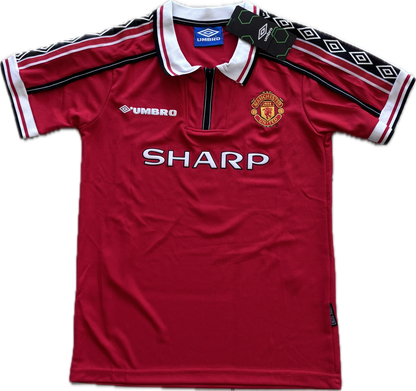 Vintage David Beckham #7 Manchester United 98/99  Umbro Red Retro Jersey English Premier League Retro YOUTH Kids