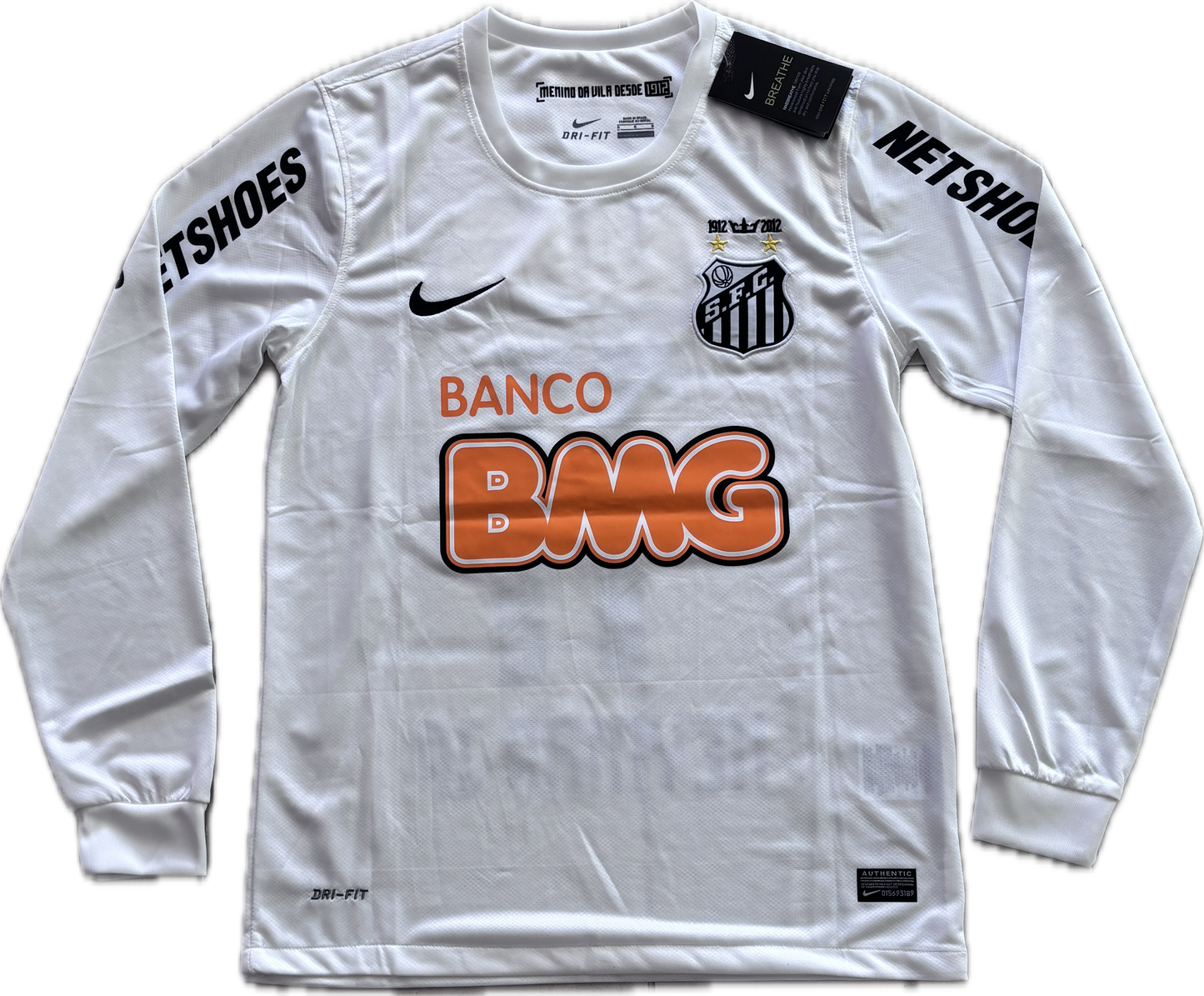 Neymar JR#11 Santos FC Soccer Jersey Classic White Football Shirt Long Sleeve MENS