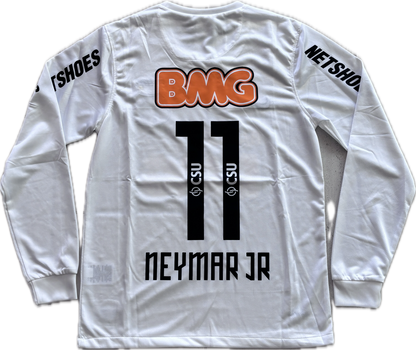 Neymar JR#11 Santos FC Soccer Jersey Classic White Football Shirt Long Sleeve MENS