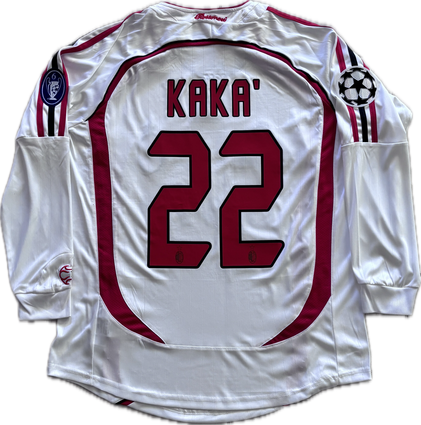 Kaka #22 AC Milan Jersey 2006/2007 Mens Final UEFA Champions League Long Sleeve Soccer Jersey MENS