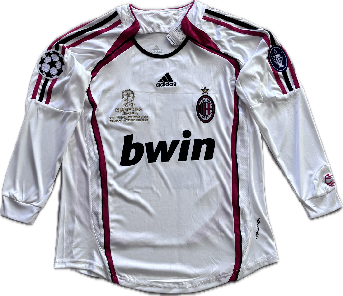 Kaka #22 AC Milan Jersey 2006/2007 Mens Final UEFA Champions League Long Sleeve Soccer Jersey MENS
