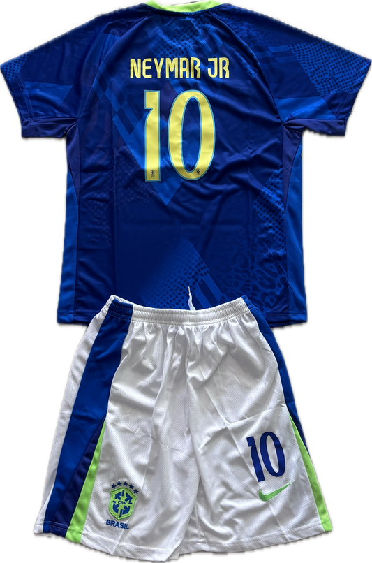 Neymar Jr Brazil Jersey 2025 Nike Blue #10 Kit with Shorts Youth Kids