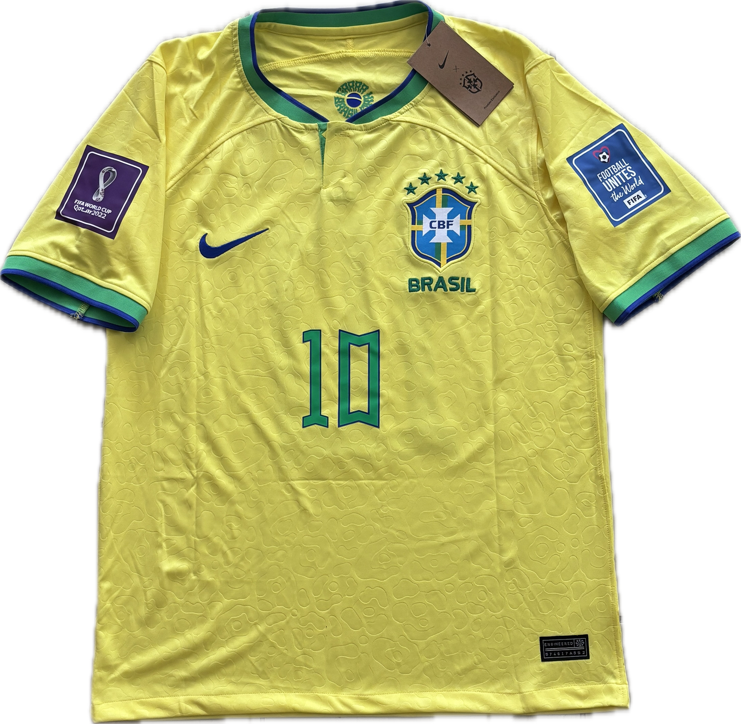 Neymar Jr #10 Brazil Yellow Men Jersey