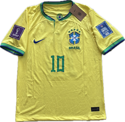Neymar Jr #10 Brazil Yellow Men Jersey